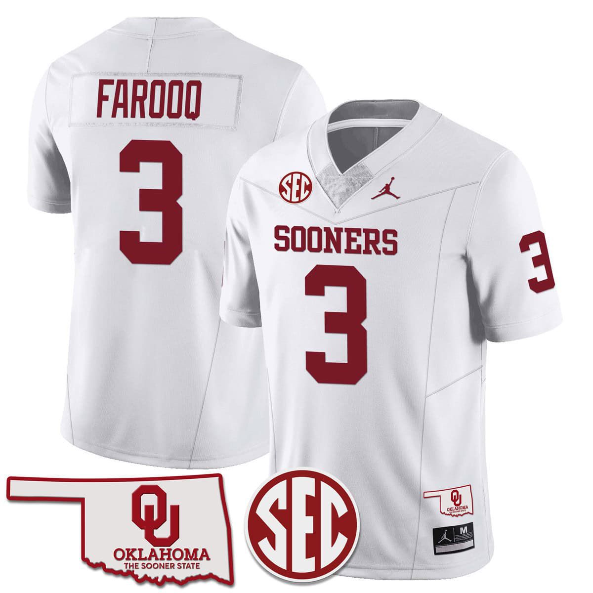 Men Oklahoma Sooners 3 Farooq White 2024 SEC Patch Vapor Premier Limited NCAA Jersey